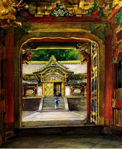 The 3rd Gate, Iyemitsu Temple, Nikko, Japan by John La Farge or Lafarge